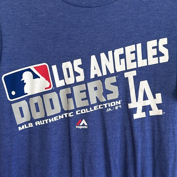 Majestic men authentic MLB Los Angeles Dodgers ringspun cotton tshirt - Picture 2 of 9